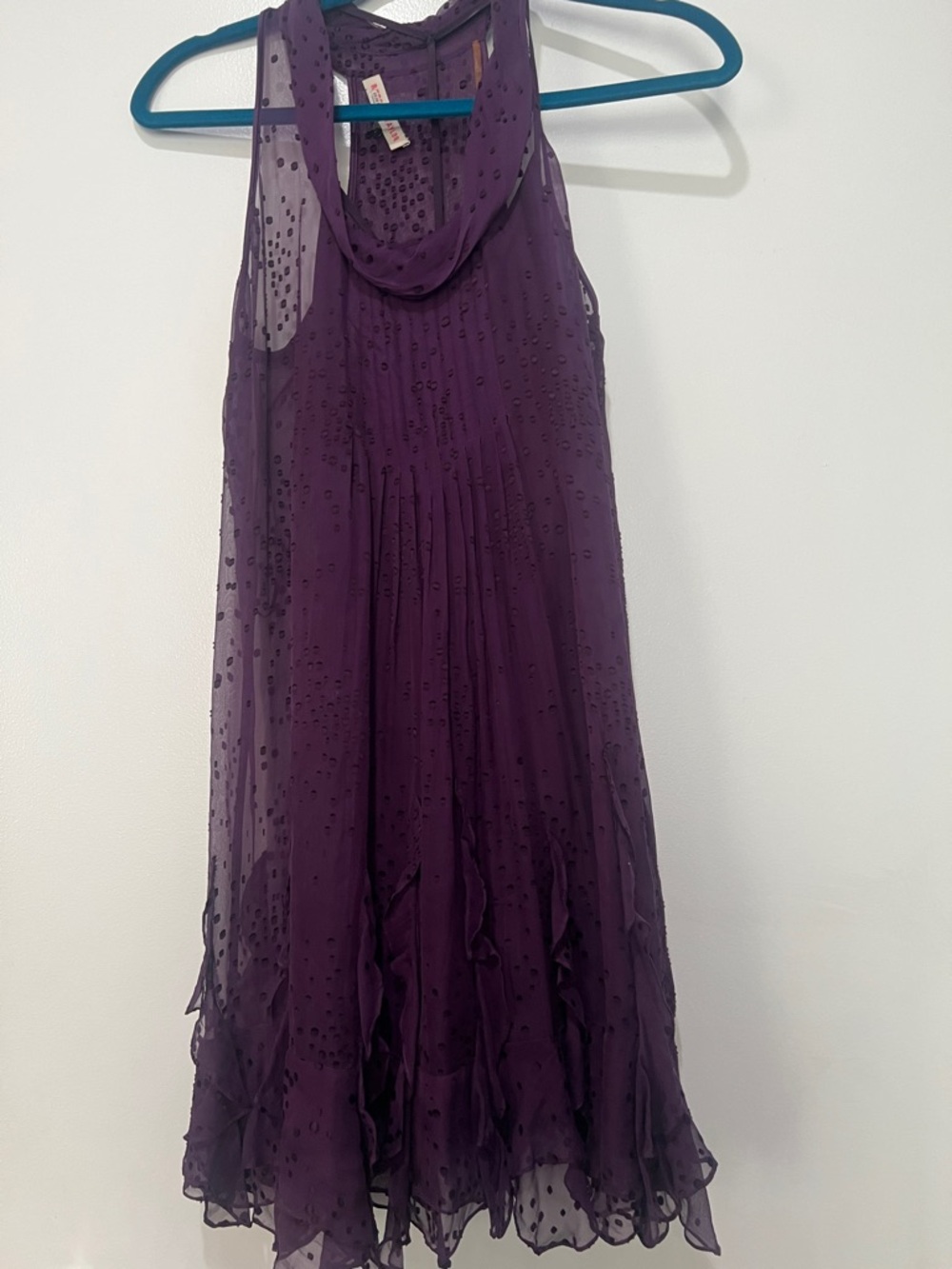 Rebecca Taylor Plum Sheer Cowl Neck Mini Dress size 2